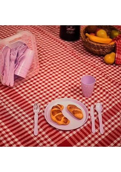 6 Kişilik Piknik Seti Çatal, Bıçak, Kaşık, Bardak, Tabak Komple Set 31 Parça modelleri