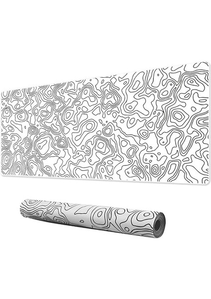 Pro - 3 Farklı Model Dikişli Kenar 120X60 cm Oyuncu Gaming Mouse Pad (White Map Lines) modelleri