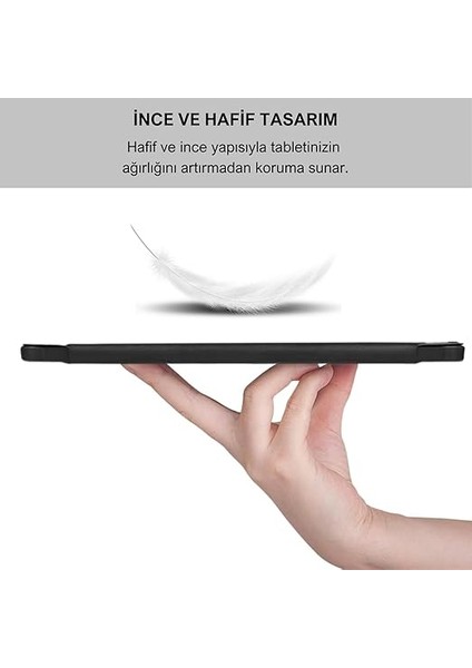 Samsung Galaxy Tab S9 Fe 10.9 Inç Uyumlu Smart Kılıf, S Pen Kalemlikli, Trifold, Esnek, Mat, Darbeye Tam Dayanıklı Tablet Kılıfı (Siyah) fırsatları