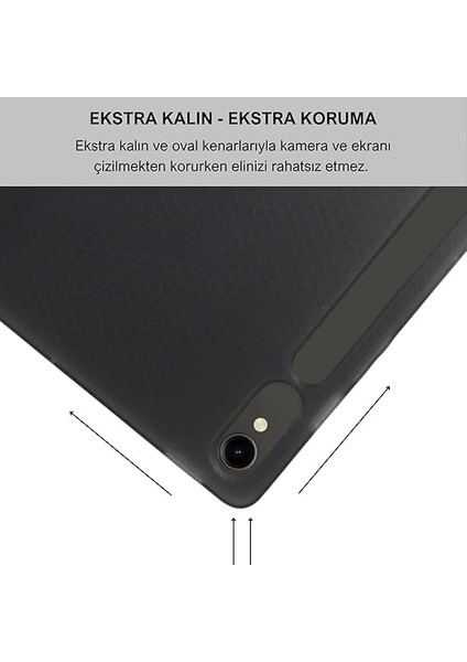 Samsung Galaxy Tab S9 Fe 10.9 Inç Uyumlu Smart Kılıf, S Pen Kalemlikli, Trifold, Esnek, Mat, Darbeye Tam Dayanıklı Tablet Kılıfı (Siyah) indirimleri