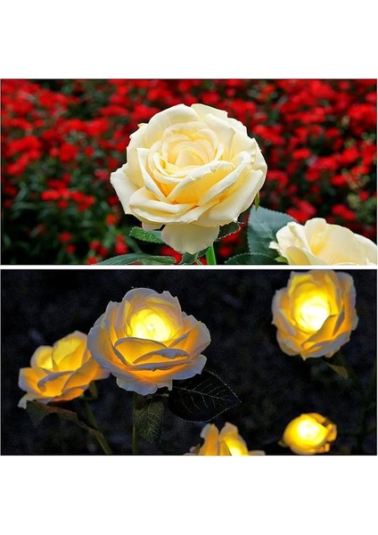 2 Adet Solar Güneş Enerjili, Sarı Gül Dalı, Gerçekliği Artırılmış, Bahçe Aydınlatması, Patika, Veranda, Balkon, Havuz Kenarı, Peyzaj Süslemeleri Için,su Geçirmez, Beyaz Led, 80 cm Büyük Boy fiyatları