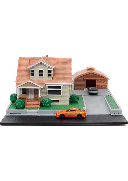 Toys Hızlı ve Öfkeli Nano Hollywood Rides Dom Toretto'nun Evini Sergileyen Diorama, Iki Adet 1,65" Döküm Araba, Çocuklar ve Yetişkinler Için Oyuncaklar (33668)