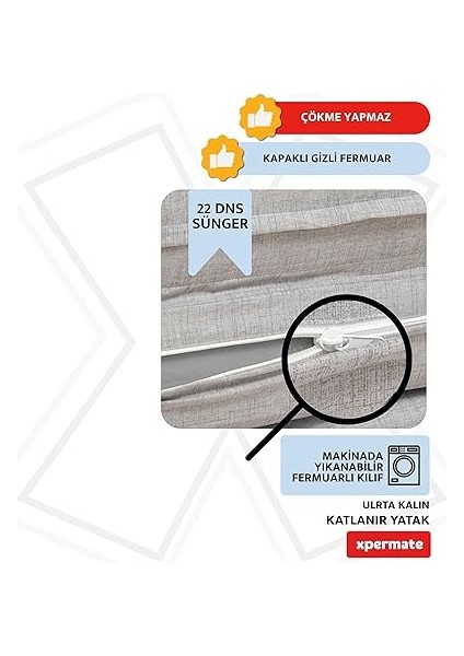 Ultra Kalın Katlanır Sünger Yatak, Yer Yatağı, Katlanır Yer Minderi, Misafir Yatağı(Gri, 80X180X14) fırsatları