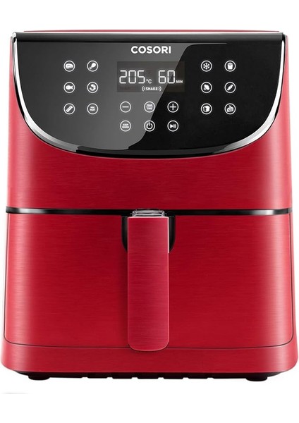 5.5 L Yağsız Fritöz, 11 Programlı Sıcak Hava Fritözü, Ispanyolca 100 Tarif, Sıcak Tutma Fonksiyonlu, LED Dokunmatik Ekran, Zamanlayıcı, 1700 W, Kırmızı
