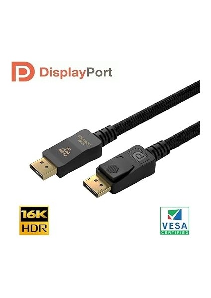 Vesa Sertifikalı Displayport 2.1 Kablo – 16K 60HZ, 8k 120Hz, 8k 60Hz, 4K 240Hz (1.5 Metre) fiyatları