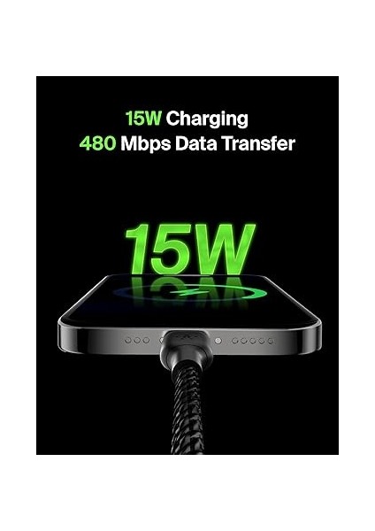 Örgülü Usb-C Kablosu (Boost Charge, NOTE10, S10, Pixel 4, iPad Pro, Nintendo Switch Için) 1 Metre, Siyah fiyatları
