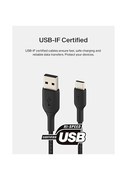 Örgülü Usb-C Kablosu (Boost Charge, NOTE10, S10, Pixel 4, iPad Pro, Nintendo Switch Için) 1 Metre, Siyah modelleri