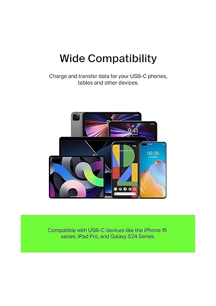 Örgülü Usb-C Kablosu (Boost Charge, NOTE10, S10, Pixel 4, iPad Pro, Nintendo Switch Için) 1 Metre, Siyah indirimleri