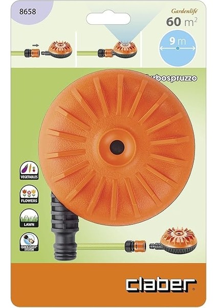 8658 Turbospruzzo Döner Sprınkler/fıskiye- Yeni Tip, 60 Metrekare Sulama Alanı fiyatları