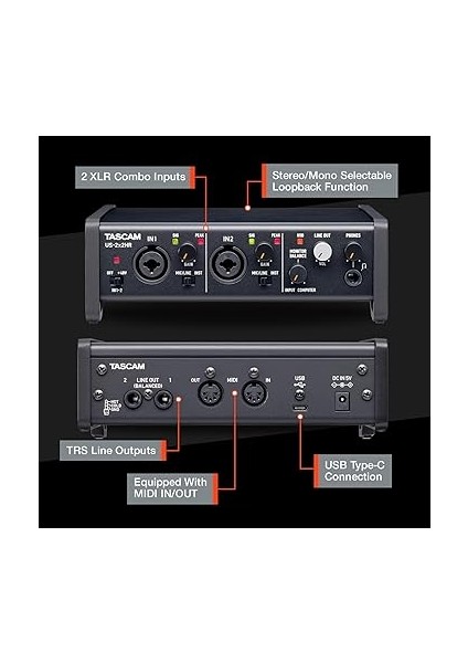 US-2X2HR 192 Khz Yüksek Çözünürlüklü USB Ses Kartı 2 Giriş 2 Çıkış modelleri
