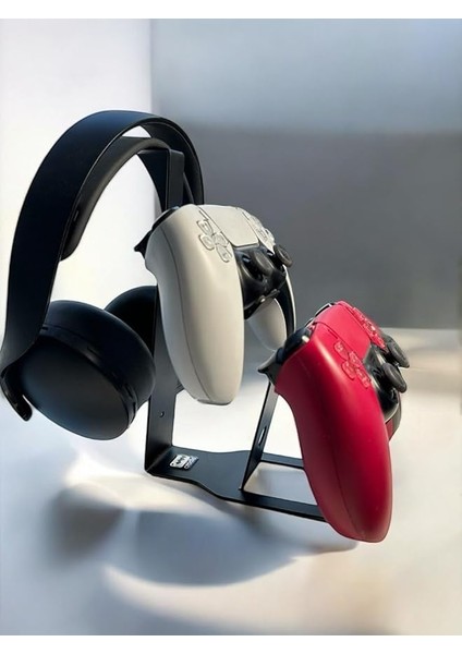 Monte Edilebilen Masaüstü Metal Siyah Gaming Ps4 Ps5 Xbox Joystick Controller Tutucu ve Kulaklık Stand