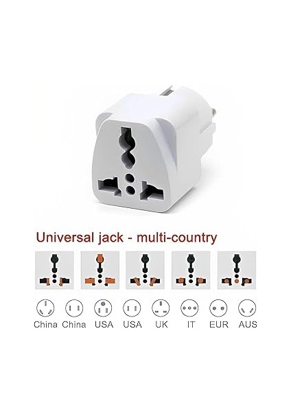 Uluslararası Seyahat Adaptörü 2’li Set, Tip C Avrupa + Tip G Ingiltere Adaptör Fişi, 150+ Ülke Uyumu, Çoklu Uç Fiş Desteği, Hac/umre/abd/ab/ingiltere/avustralya Priz Dönüştürücü fırsatları
