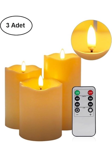 Alevsiz Titreyen LED Mum Büyük Boy 3lü Set Kumandalı fiyatları