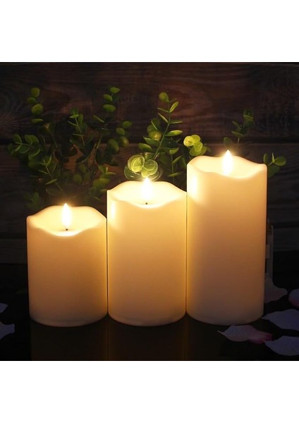 Alevsiz Titreyen LED Mum Büyük Boy 3lü Set Kumandalı fırsatları