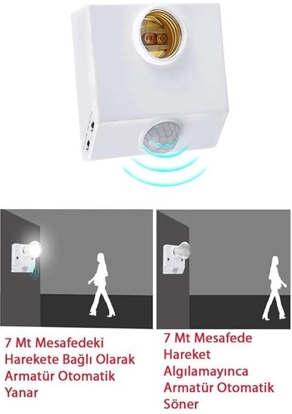 9W (60W) 360 Derece Hareket Sensörlü Lamba Beyaz 6500K E27 modelleri