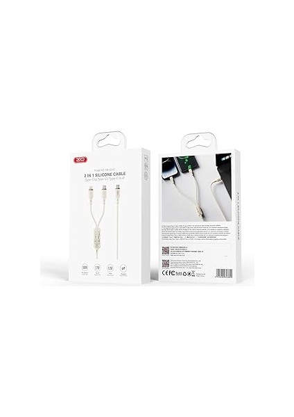 Simple Is Beauty 100W 2'li Hızlı Şarj Kablosu Type-C- 27W Lightning | NB-Q262 | 1.2 Metre | Veri Transferi | Silikon Tasarım, Kırılmaya Karşı Dayanıklı Kablo, Krem indirimleri