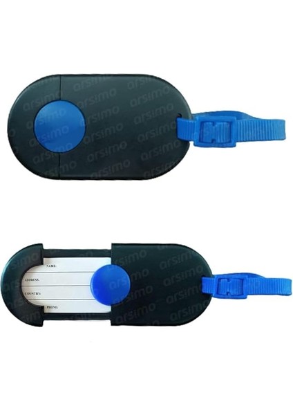 Amaçlı Isimlikli Bavul Valiz Etiketi, 10 cm x 5.5 Cm, Siyah-Mavi