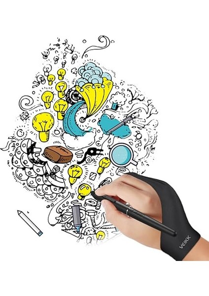 Çizim Tableti, Ipad, Çizim Için Sanatçı Eldiveni, Sağ El ve Sol El Için Iki Parmak Eldiven Serbest Boyut Siyah fırsatları