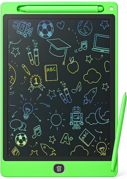 10 Inç Renkli LCD Yazı Tableti - Yeşil - Çocuklar Için Eğitici Çizim Tableti, Kalemli Silinebilir Ekran, Kağıt Tasarruflu Taşınabilir Not Defteri (3+ Yaş)