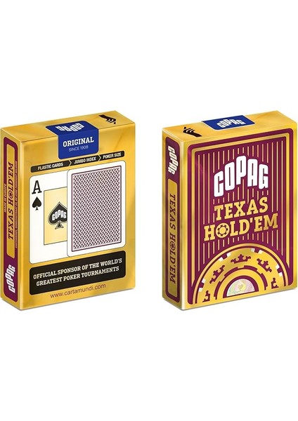 Texas Hold'em Gold Jumbo Endeks Oyun Kartları, Kırmızı