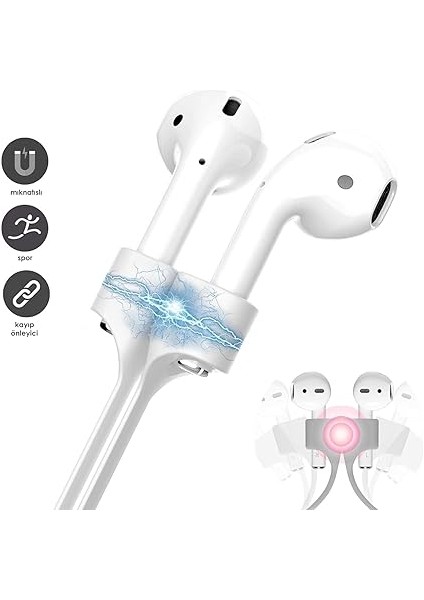 Airpods ile Uyumlu Kulaklık Askısı Boyunluk Aparatı Mıknatıslı Airpods Uyumlu Kulaklık Askısı (Beyaz) fırsatları