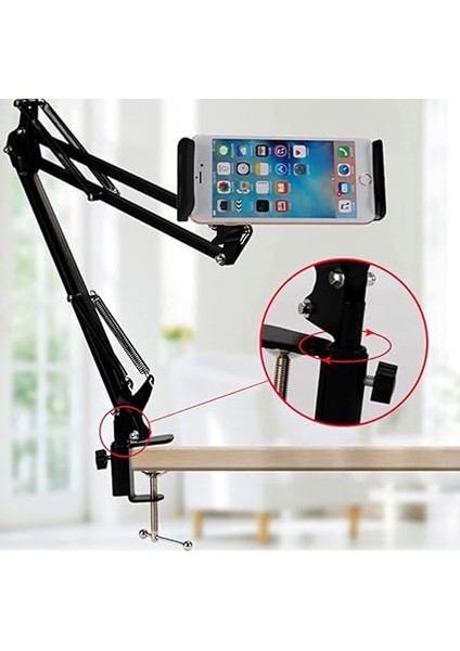 Fotoğraf ve Video Çekim Standı 360 Derece Dönebilen Youtuber Twitch Yayıncı Standı Multi Fonksiyonel Kıskaçlı Mandanlı Kolay Kurulum Sıra Masa Dolap ve Tezgahlarda Kullanım fırsatları