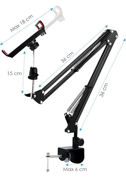 Fotoğraf ve Video Çekim Standı 360 Derece Dönebilen Youtuber Twitch Yayıncı Standı Multi Fonksiyonel Kıskaçlı Mandanlı Kolay Kurulum Sıra Masa Dolap ve Tezgahlarda Kullanım indirimleri