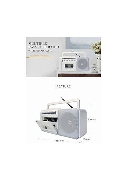 PX-680BT Müzik Seti Kasetçalar Fm Radyo USB Mp3 Player Bluetooth Hoparlör (Beyaz) fırsatları