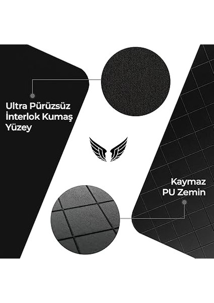 Gaming Oyuncu Gamer Mouse Pad, Kaymaz Taban Orta Boy Medium Ofis Tipi Mouse Ped, Fare Altlığı, Düz Masa Koruyucu Klavye Altı Mousepad, Siyah, 27X23 cm fırsatları