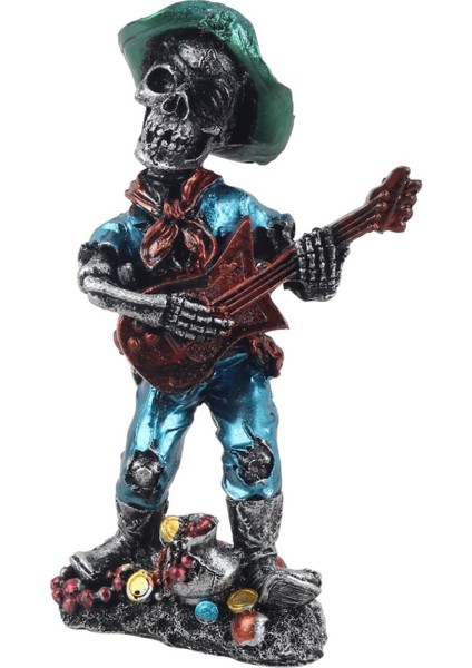Karayip Korsanları Gitarist Müzisyen Kurukafa Heykel Masaüstü Biblo 19 cm –ev Ofis Yeni Yıl Hediyesi modelleri