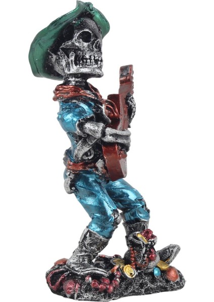 Karayip Korsanları Gitarist Müzisyen Kurukafa Heykel Masaüstü Biblo 19 cm –ev Ofis Yeni Yıl Hediyesi fırsatları