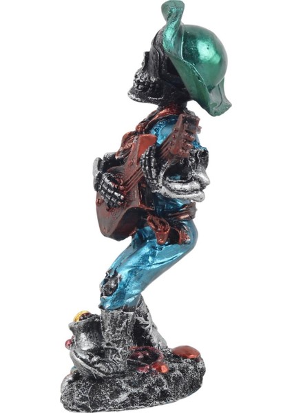 Karayip Korsanları Gitarist Müzisyen Kurukafa Heykel Masaüstü Biblo 19 cm –ev Ofis Yeni Yıl Hediyesi indirimleri