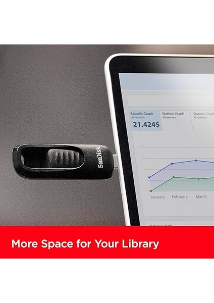 256GB Ultra Slider USB Type-C Flash Sürücü - 400MB/S'YE Kadar, USB 3.2 Gen 1, Geri Çekilebilir Konektör - SDCZ480-256G-G46​ modelleri