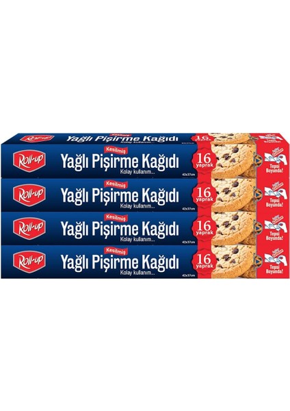 Kesilmiş Yağlı Pişirme Kağıdı 16 Yaprak 4lü Kutu Set