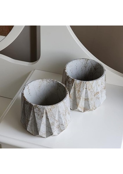 Yapımı,dekoratif Lüx Saksı,orta Boy Ikili Set, Dekoratif Mermer Desenli Beton Saksı 2 Adet, Ev ve Ofis Saksısı fiyatları