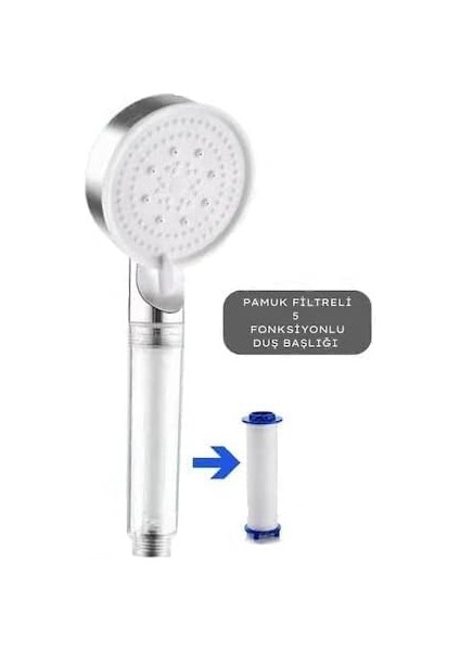 Grandfilter 5 Fonksiyonlu Yüksek Basınçlı Kireç Filtreli Duş Başlığı (Beyaz) fiyatları