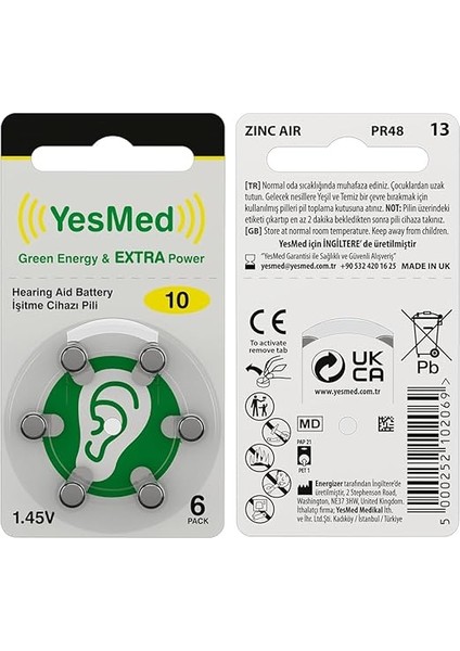 Extra Power 10 Numara Işitme Cihazı Pili (10 Paket x 6 Adet = 60 Adet Pil) fırsatları
