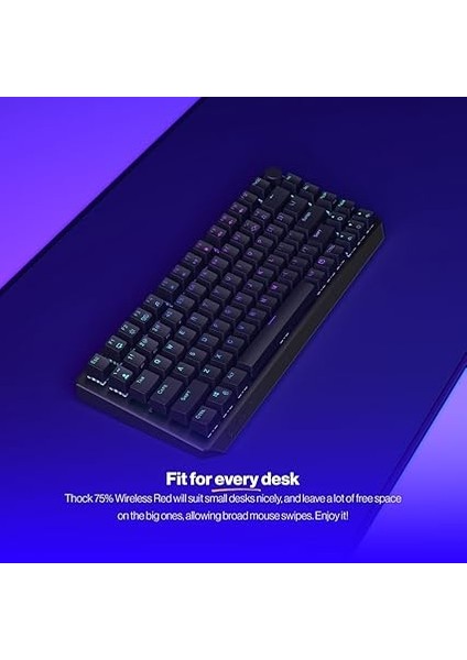 Thock%75 Kablosuz Kırmızı,%75 Kablosuz Mekanik Klavye, Qwerty, Kailh Box Red Switches, Rgb, Pbt Keycaps | EY5A073 modelleri