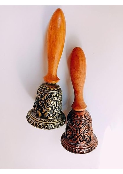 Ahşap Saplı Metal Işlemeli Zil Resepsiyon Mutfak Zili Çan fiyatları