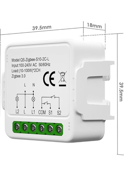 Mini Zigbee Nötrsüz Iki Çıkışlı Röle (Tuya, Smart Life, Home Assistant, ZIGBEE2MQTT Uyumlu) modelleri