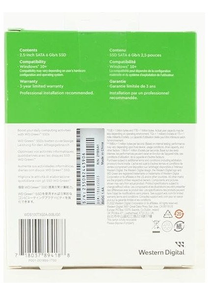 Green SSD 1tb 2.5 545MB/S 465MB/S WDS100T3G0A indirimleri