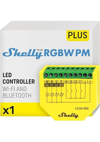 Plus Rgbw Pm | LED Şeritler Için Wi-Fi ve Bluetooth Kontrol Cihazı | 12-24 Vdc | Sıva Altı Kısma Cihazı | Işık Kontrolü ve Akım Ölçümü | Hub Gerektirmez | Ios Android Uygulaması