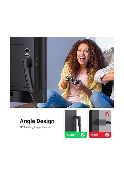 HDMI 90 Derece Kablo, 2 Metre, Siyah fiyatları