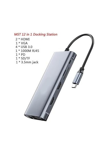 12IN1 Dock Station 2 Adet HDMI Uyumlu 1000 Mbps 4K USB C Adaptörü USB 3.0 VGA RJ45 Pd Için Macbook Pro Tipi C Docking Dizüstü Yer Yapma Istasyonları Type-C Adaptör ZR610 fırsatları