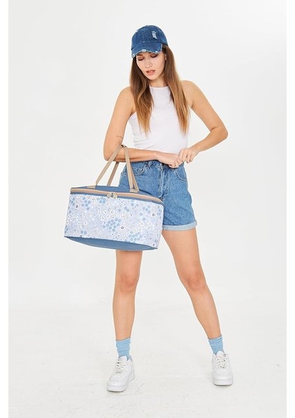 22 Litre Piknik/kamp Çantası Sepeti. Termal Termos Çanta (Sıcak-Soğuk Koruma Sağlar) Roza