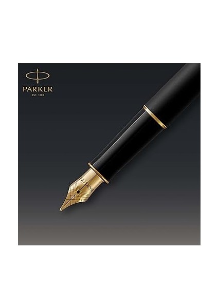 Sonnet Mat Siyah Altın Tasarımlı Dolma Kalem, Orta Kalınlıkta Uç, Mavi Mürekkep indirimleri