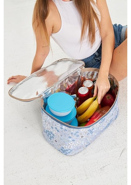 22 Litre Piknik/kamp Çantası Sepeti. Termal Termos Çanta (Sıcak-Soğuk Koruma Sağlar) Roza indirimleri