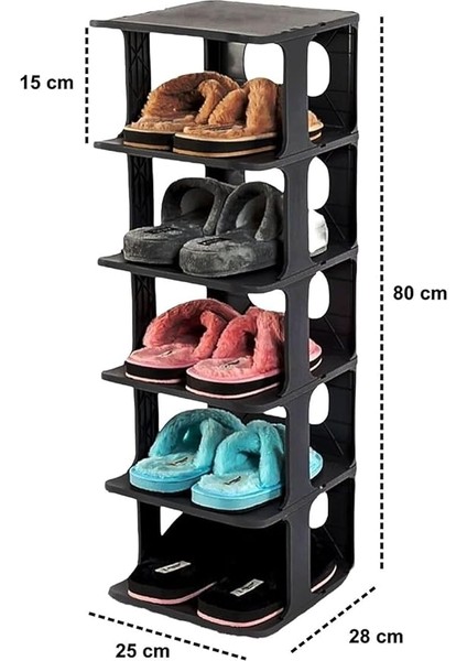 Home 5 Katlı Plastik Ayakkabılık Raf, Eklenebilir ve Büyütülebilir Düzenleyici Organizer, Kapı Önü ve Ev Içi Kullanım Için Ideal, Uzun Ömürlü ve Dayanıklı (Siyah) modelleri