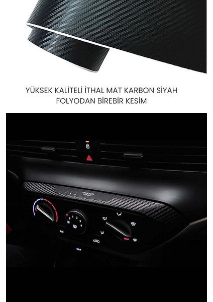 Design Hyundai Bayon ile Uyumlu Iç Trim Folyo Kaplama Set Ayna Katlama Butonsuz, Mat Karbon Siyah indirimleri