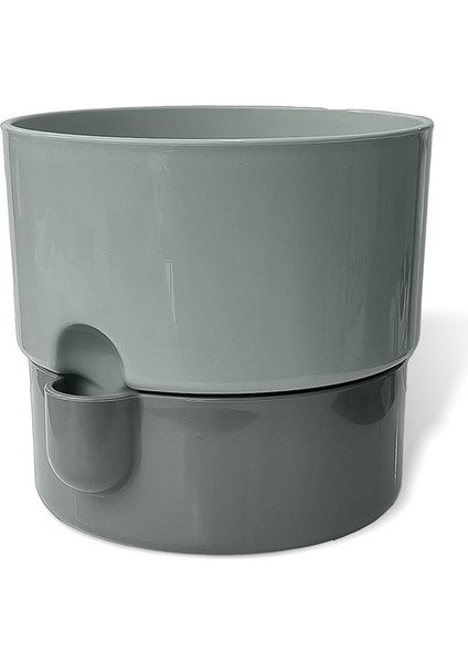 Dora Saksı Tabaklı Çiçek Kaktüs Saksısı Parlak Plastik Saksı (Gri, 2 Litre)